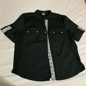 Anne Klein Womens Black Button Front Top Shirt XL
